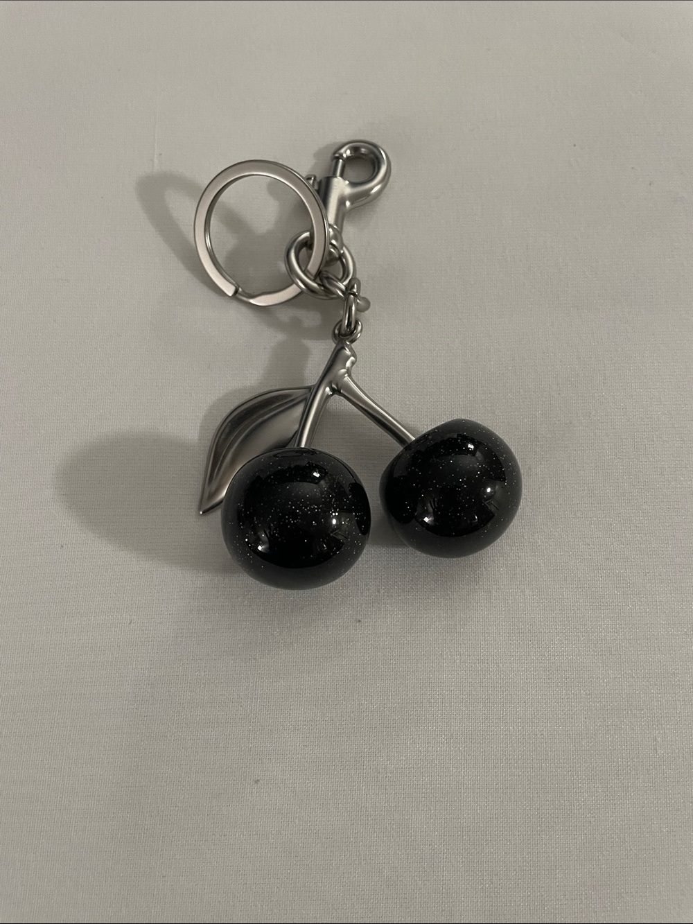 Black Sparkle Cherry Pendant Keychain Necklace - Women Jewelry